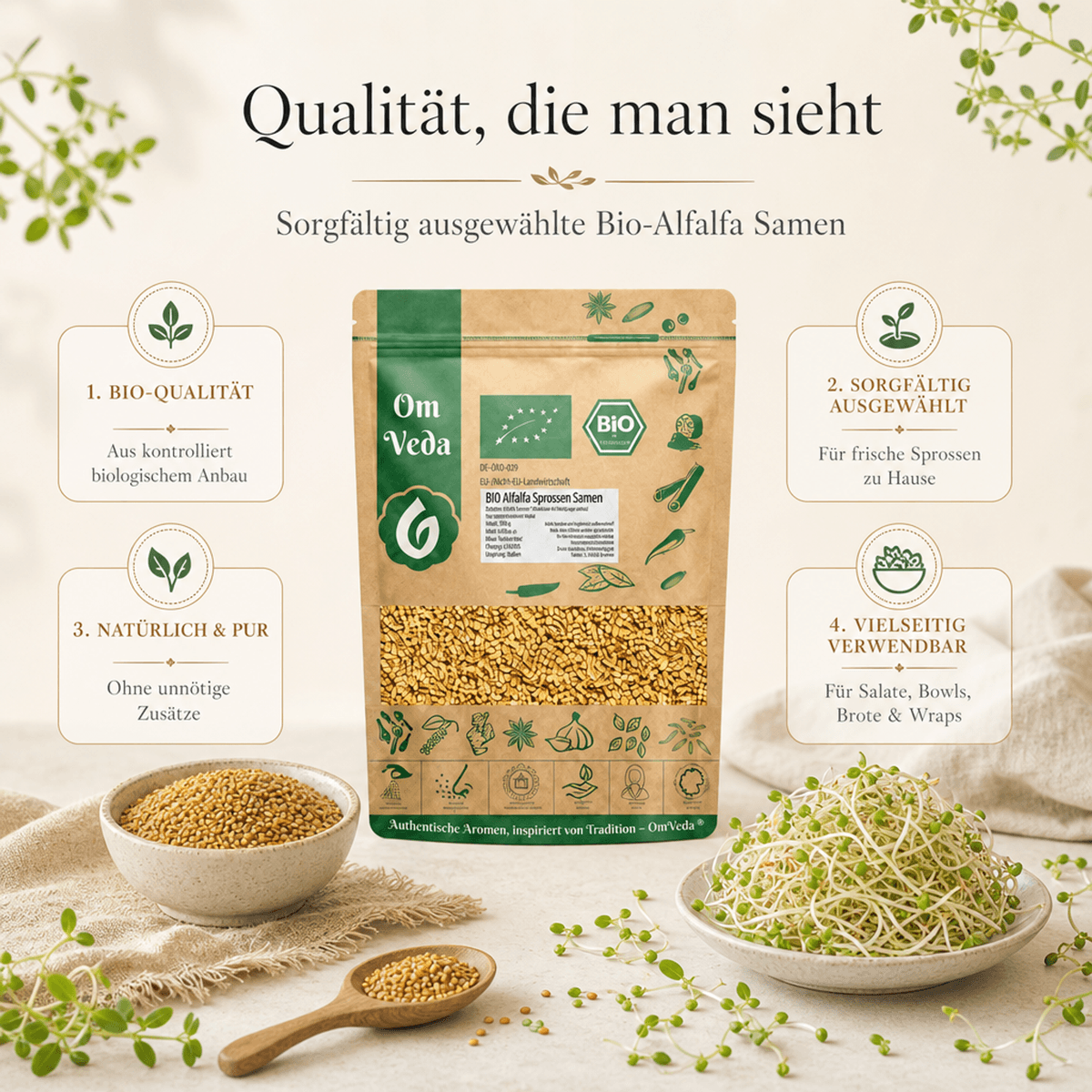 BIO Alfalfa Sprossensamen 8 Alfalfa Sprossensamen