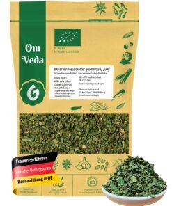 OmVeda Bio Brennnesselblätter 200 g | Geschnittene Premiumqualität aus kontrolliert biologischem Anbau | Kräutertee lose für Tee, Naturkosmetik, Haarspül