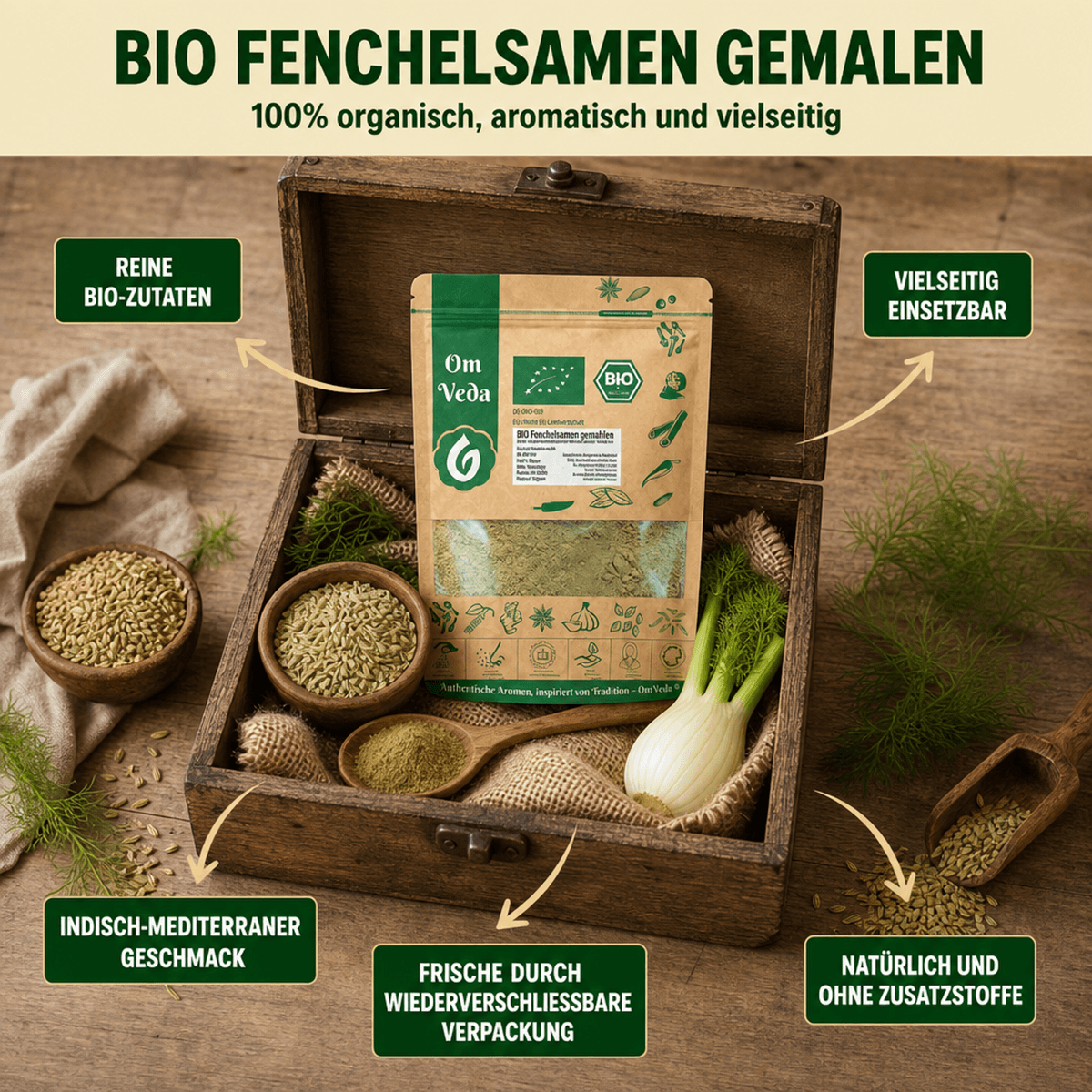 BIO Fenchel Gemahlen 17 Fenchel Samen gemahlen