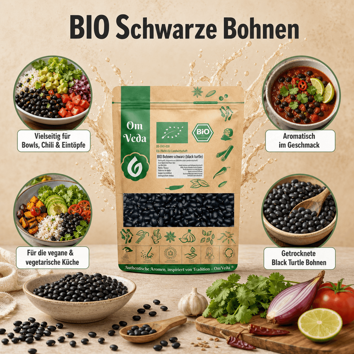 BIO Schwarze Bohnen 6 Schwarze Bohnen