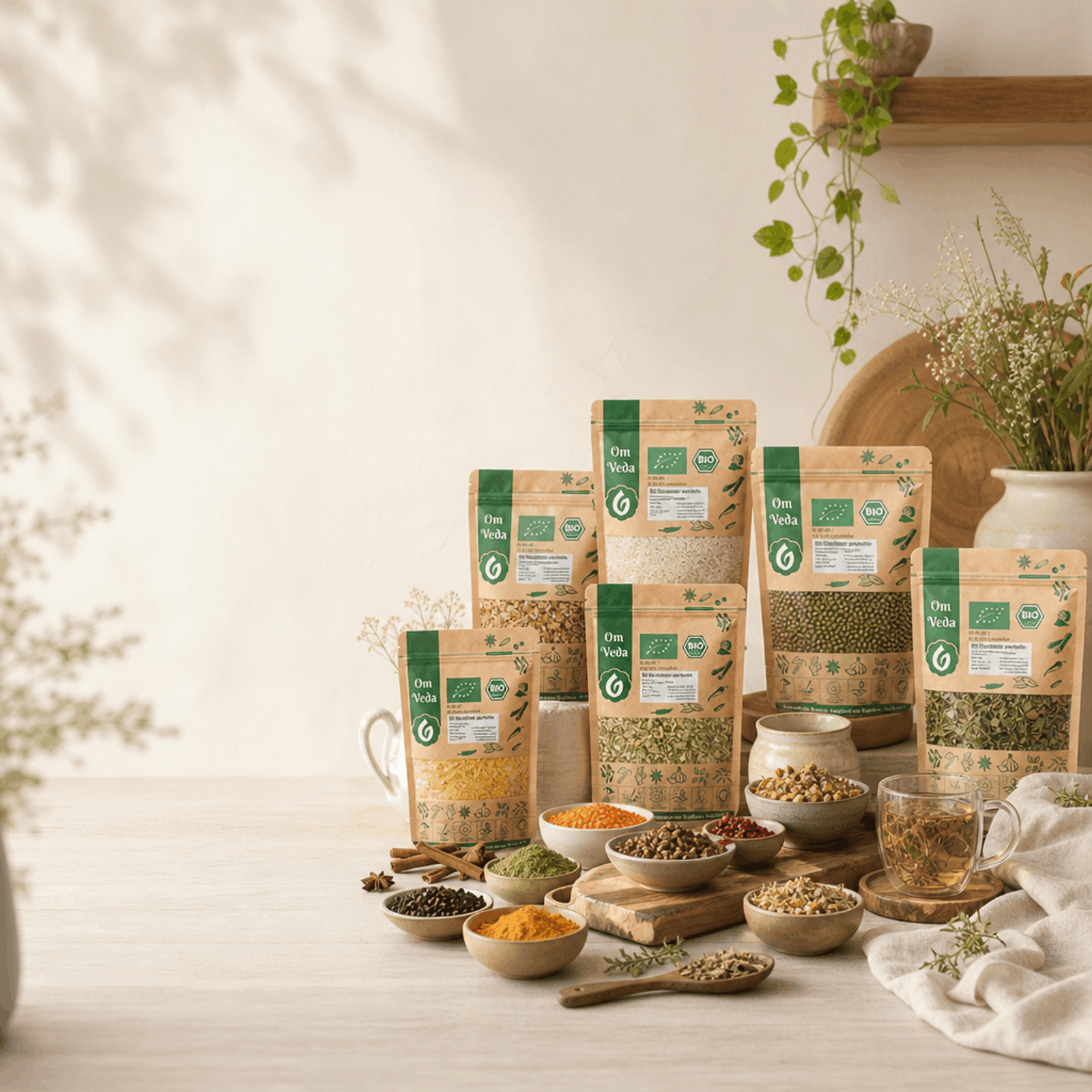 OmVeda BIO Gewürze, Kräutertees, Reis, Dal und ayurvedisch inspirierte Lebensmittel
