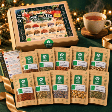 OmVeda Bio Tee Geschenkset „Mix Your Tea“ mit 10 besonderen Bio-Teesorten à 50 g